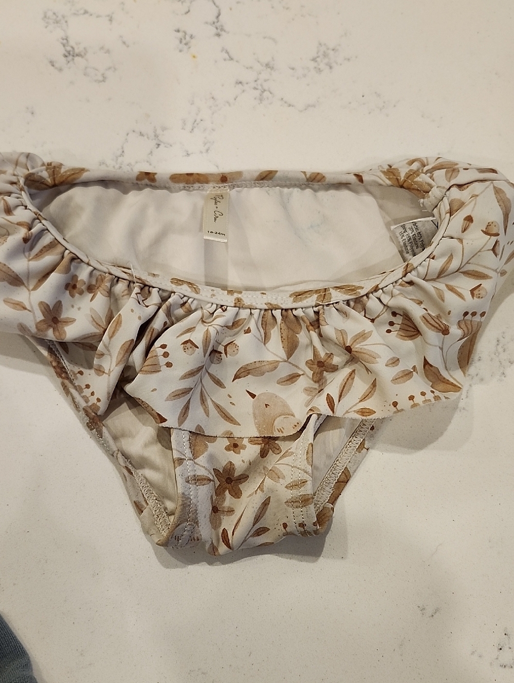 Rylee + Cru Cream Floral Ruffle Swim Briefs